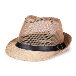 Venta al por mayor <span class=keywords><strong>trenza</strong></span> flexible Fedora sombreros Retro Sun Mesh Beach Panamá Cap transpirable sombreros de copa Jazz sombreros de paja de ala corta con banda de cinturón - Product Image 3