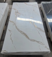Panneau mural intérieur en composite bois-plastique UV haute brillance, motif marbre géométrique, étanche, pour usage domestique, 1220*2440mm, fourni directement par l'usine
