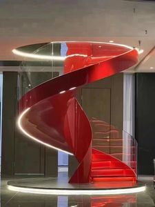 锻铁栏杆欧式钢制弧形楼梯豪华别墅住宅弧形楼梯 - Product Image 1