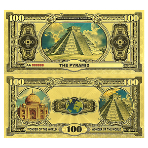 Billet de banque en feuille d'or Sept Merveilles du Monde 100 USD, pièce de collection UNCurrency double face 15x7cm, cadeau pour voyageurs et collectionneurs - Product Image 3