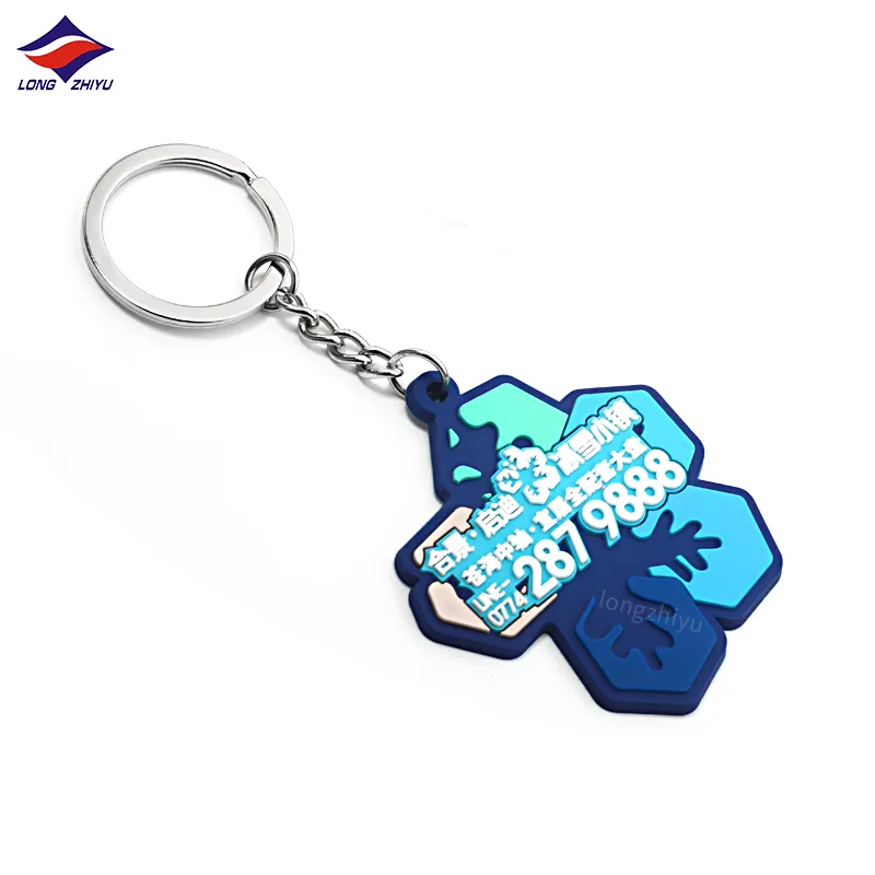 Longzhiyu Factory Wholesale Custom Logo 2D Snowflake Plastic Keyring for Promotional Gifts OEM PVC Keychain