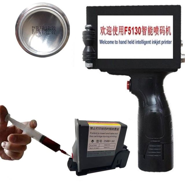 Portable Handheld Inkjet Printer Using Refillable Fast Dry Ink Cartridge QR Code Printing Inkjet Printer for Paper