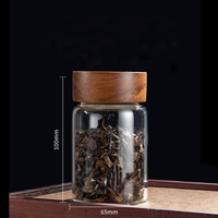 Mini récipient à café en verre classique, pot de conservation sous vide transparent avec couvercle en bois d'acacia, grande capacité pour les voyages, compatible micro-ondes