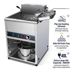 <span class=keywords><strong>Friteuse</strong></span> électrique commerciale 40L à cuve unique en acier inoxydable avec <span class=keywords><strong>double</strong></span> panier pour restaurant, restauration rapide et cuisine - Product Image 4