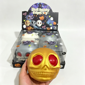 Jumbo Halloween <b>Skull</b> Head Squishy Toy Soft Stress Relief Squeeze Fidget Toy TPE Material Girls Halloween Party <b>Gift</b> - Product Image 1