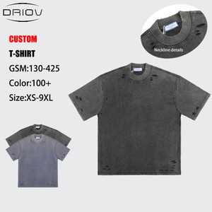 T-shirt en coton pour <span class=keywords><strong>homme</strong></span>, coupe ample, effet vieilli, délavé à l'acide, personnalisable avec logo, style vintage, coupe carrée, t-shirt vierge pour <span class=keywords><strong>homme</strong></span> - Product Image 2