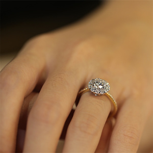 2CT Round Cut Lab Grown Diamond Halo Engagement Ring 18K <strong>Gold</strong> IGI Certified Customizable Wedding <strong>Jewelry</strong> - Product Image 6