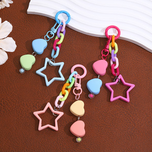 พวงกุญแจอะคริลิครูปหัวใจพีช DIY สไตล์สร้างสรรค์ ดีไซน์ใหม่ทันสมัย ลายดอกไม้สีสันโปร่งแสง ของขวัญชิ้นเล็กๆ สำหรับตกแต่งกระเป๋า - Product Image 1