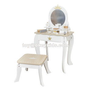 Bán buôn thắp sáng trẻ em bằng gỗ Vanity bảng & Phân với gương w08h218 - Product Image 5