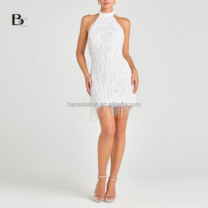 short beaded white dress Lara Eliza Beaded A-line Bell Sleeve Bridal Short Dress 33414 main image 0