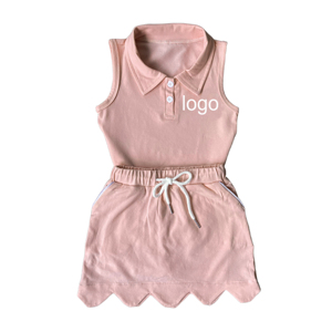 Set di <span class=keywords><strong>Abbigliamento</strong></span> per Ragazze Ruidian all'Ingrosso, in Cotone Lavorato a Maglia, Senza Maniche, con Colletto e Bottoni, Gonna con Volant e Pantaloncini Integrati per Adolescenti - Product Image 4