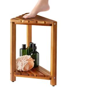 Kangyun Wooden <b>Shower</b> Stool 25.4x41.9x41.9cm With <b>Storage</b> <b>Rack</b> For Bathroom Use - Product Image 5