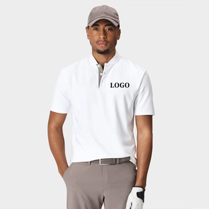 Custom High Quality Logo <b>Mandarin</b> <b>Collar</b> Anti-Bacterial Quick Dry Beaded Polyester Vintage Men's Golf Polo <b>Shirt</b> Luxury Golf - Product Image 2