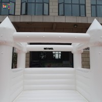 Rumah Loncat Tiup PVC Komersial Desain Kustom Mudah Dipasang untuk Sewa Pesta dan Acara rumah loncat putih