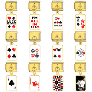 Pulsera de Acero Inoxidable con Dijes de la <span class=keywords><strong>Serie</strong></span> de Cartas de Póker Italiana, Joyería de Moda, Regalos para <span class=keywords><strong>Amigos</strong></span>, Venta al por Mayor - Product Image 1
