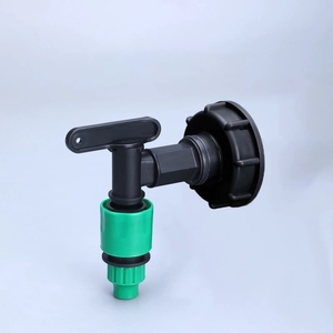 Plastic Bib Cock Plastic S60X6 Thread To 3/8" Garden Water Ball Valve For IBC Tank Plastic Water Tap Faucet With Bib Cock Nozzle Hose Connection
