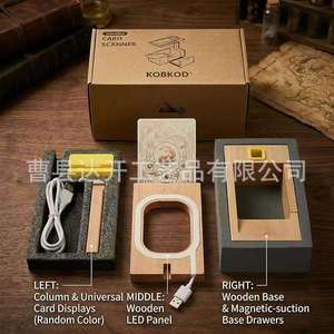 Soporte de Escaneo de Tarjetas de Madera, Soporte de Escritorio de Madera Sólida para Tarjetas y Teléfono, Capacidad para 100 - Product Image 5