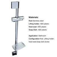 Nouveau design moderne, support mural coulissant en acier inoxydable pour savon, finition chromée, avec tête en plastique, pour kits de douche d'appartement