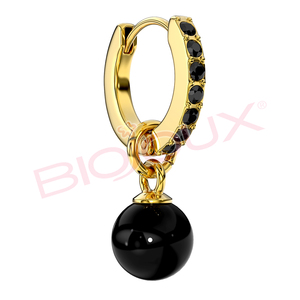 Biojoux Marque BJT275 - Brooklyn Doré 12mm Perle Noire 6mm Gp Marque De Luxe Boucles D'oreilles Bijoux Plaqué Or Boucles D'oreilles En Vrac - Product Image 1