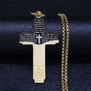 Jésus Crucifix Seigneurs Prière Basé sur la Foi Christian Bible Croix Bijoux De Mode Mâle En Acier Inoxydable Religieux Pendentif Colliers - Product Image 4