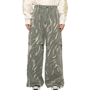 Pantaloni larghi da uomo Hip Hop da uomo di alta strada pantaloni larghi di cotone con cinturini con motivo mimetico con decorazione Patchwork - Product Image 1