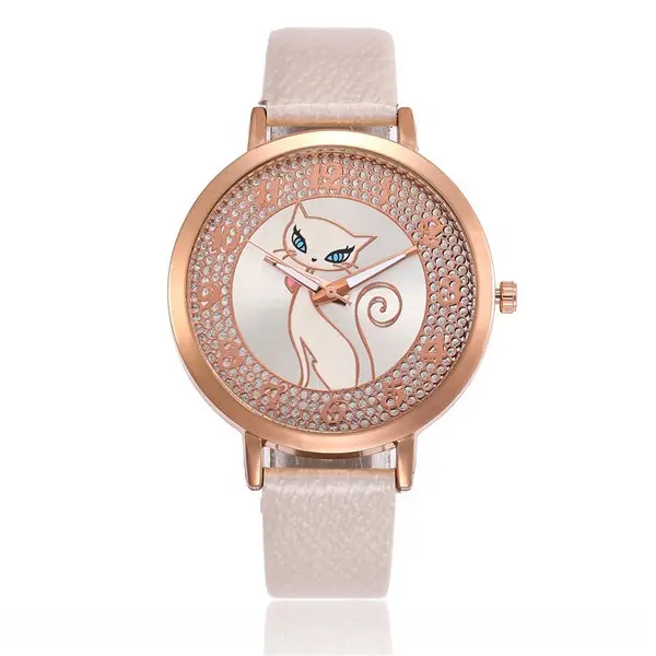 Reloj De pulsera con diseño De gato para mujer, accesorio De pulsera con diseño De Animal, venta al por mayor, fabricado en China