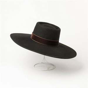 X1271 Chapeau britannique unisexe pour adulte en feutre de laine, décoré de velours, à calotte cintrée, à larges bords, style défilé, pour l'extérieur, toutes saisons - Product Image 5