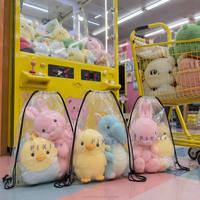 Sac à cordon transparent en gros avec logo personnalisé, pochette de rangement en plastique PE pour jouets, étanche et pliable pour poupées d'enfants, voyages, extérieur et maison