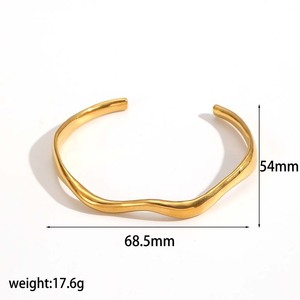 Minimalist 18K Gold Plating Stainless Steel Polished Surface Irregular C-Shaped Opening <b>Bangle</b> <b>Bracelet</b> Jewelry Gift - Product Image 5
