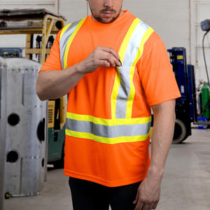 Kaos Kerja Pria Dua Warna Reflektif Kustom, Bahan Polyester Bernapas, Konstruksi Hi Vis, Lengan Pendek, Kaos Keselamatan dengan Logo - Product Image 6