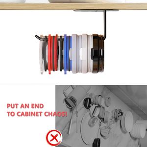 Organisateur de couvercles de gobelets auto-adhésif ou à fixer par perçage sous l'armoire, crochets pour couvercles de tasses, support pour couvercles de gobelets pour l'organisation de la cuisine - Product Image 3