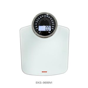 เครื่องชั่งน้ำหนักในห้องน้ำแบบจอแสดงผลคู่ 180 กก. หน้าปัด LCD กระจกนิรภัยหนา 6 มม. พร้อมระบบแจ้งเตือนการชั่งน้ำหนัก - Product Image 1