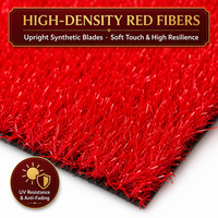 Tapis de gazon artificiel rouge vif pour extérieur, 20 mm, synthétique, pour décoration de cour et fournitures de mariage