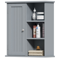 Armoire murale de salle de bain, armoire à pharmacie avec porte et 3 étagères ouvertes, armoire de rangement flottante pour salle de bain