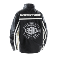 Blousons de moto en cuir de haute qualité pour hommes, style vintage, avec broderie de patchs de course, fermeture éclair décontractée, collection automne, prix de gros