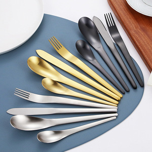 Juego de cubiertos de diseño moderno de 4 piezas al por mayor, cubiertos de acero inoxidable dorado mate con forma escultural para restaurante - Product Image 6