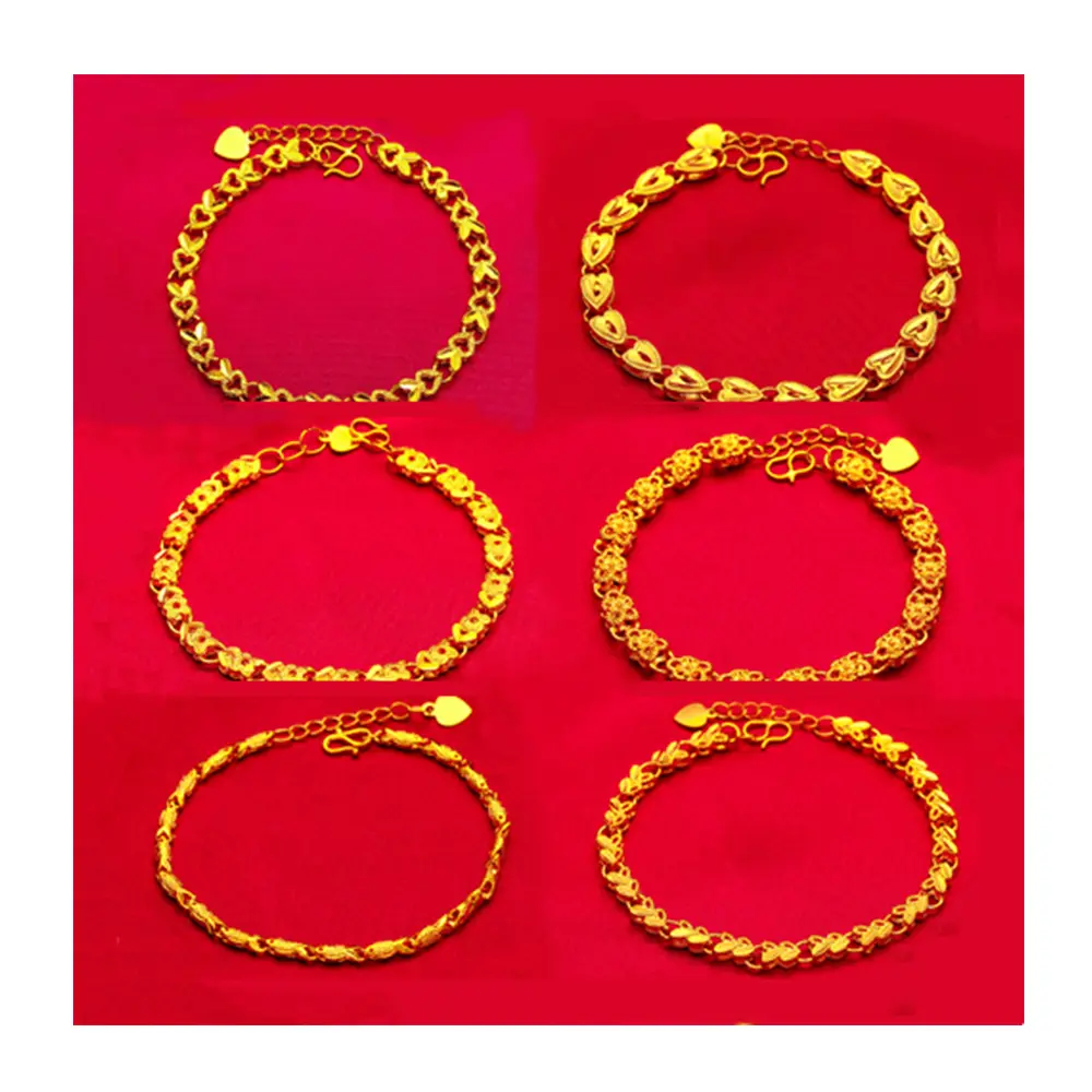 Vente en gros bijoux de mode bon marché bracelet en laiton plaqué or chaîne fine fleur coeur chaîne bracelet pour femmes fiançailles mariage