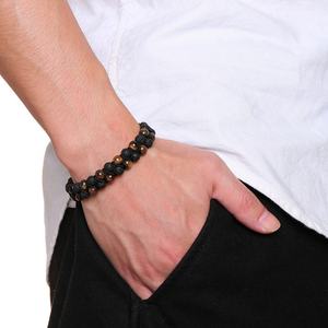 Nouveau design de bracelet personnalisé à la mode avec perles en œil de tigre et pierre de lave, bijoux en acier inoxydable plaqué or à motif de boule - Product Image 3