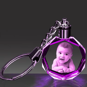 Produsen grosir gantungan kunci led Kristal kosong k9 kaca bening gantungan kunci senter menyesuaikan logo mobil untuk hadiah promosi - Product Image 3