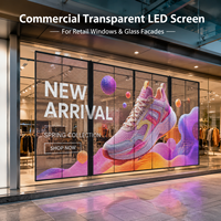 Écran LED transparent flexible pour fenêtre extérieure, affichage vidéo mural LED transparent pour intérieur