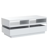 Meubles de salon intelligents de luxe Docarelife Table centrale en bois carrée Morden Table basse lumineuse LED haute brillance