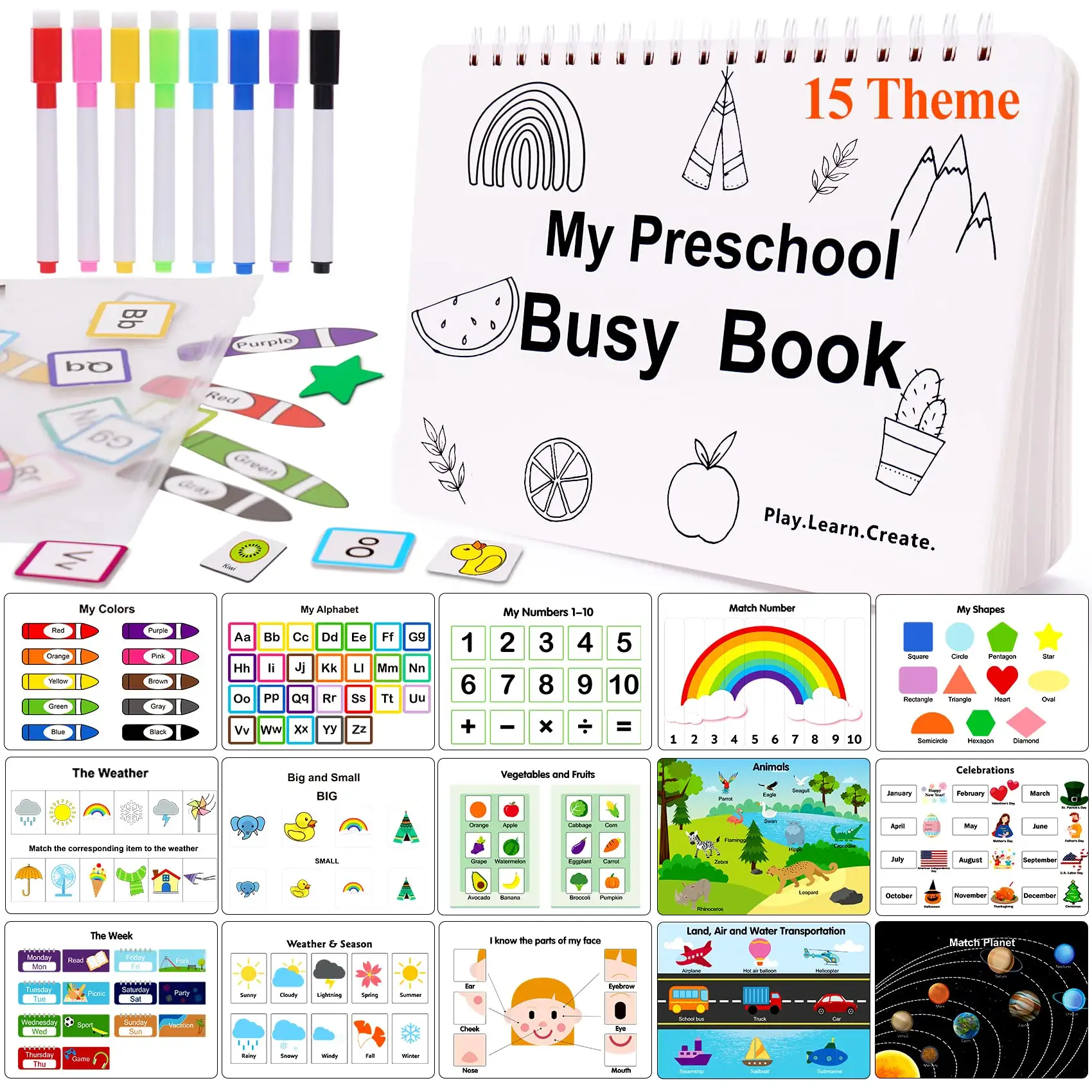 Mijn Eerste Drukke Boek Printable Voorschoolse Activiteit Home School Middelen Montessori Materialen Voorschoolse Speelgoed Flashcards