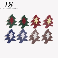 Boucles d'oreilles clous sapin de Noël Dreamshow, en acrylique superposé bicolore, légères, bijoux festifs pour femmes