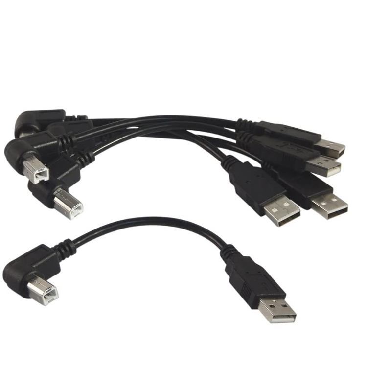 USB-кабель для принтера Trangjan, провод USB 2,0 типа A папа к Type B папа, 90 градусов, Угловой кабель для принтера, сканера, шнур