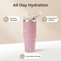 Gobelet isotherme en acier inoxydable à double paroi sans BPA de grande capacité 40 oz avec poignée