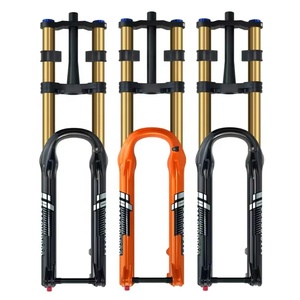 Fourche de vélo de montagne à double couronne de haute qualité 15 * 110 mm avec <span class=keywords><strong>suspension</strong></span> pneumatique orange 26 " 27,5 " 29 " avec amortissement - Product Image 1