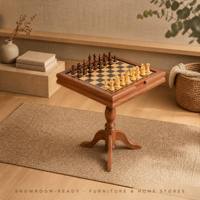 Table de jeu d'échecs et de backgammon en bois d'extérieur, pliable avec tiroir de rangement, pour patio, jardin, famille