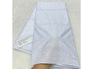 Tela de Encaje Africana de Alta Calidad, Tela de Encaje de Algodón Pulido Color Azul Cielo, 5 Yardas para Ropa Masculina Nigeriana - Product Image 2