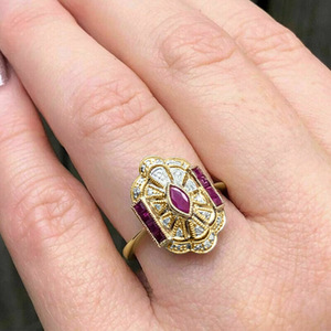 Anello Stile Marquise Court per Donne, Elegante Gioiello Vintage da Festa - Product Image 2