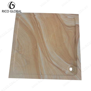 Receveur de douche carré en bois au design minimaliste, installation au sol pour salle de bain - Product Image 3